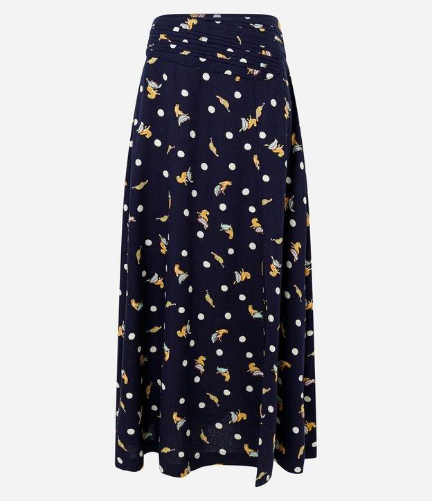 Saia New Midi em Viscose e Linho com Estampa de Oncinhas - 1