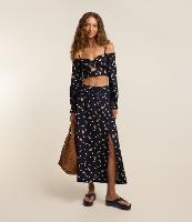 Saia New Midi em Viscose e Linho com Estampa de Oncinhas - 2