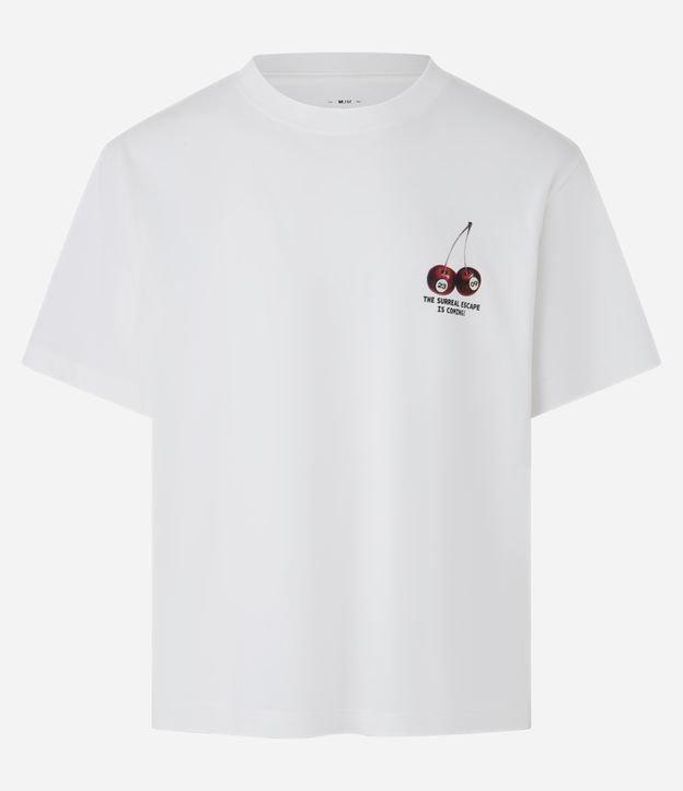 Camiseta Boxy Algodão com Estampa de Cereja - 1
