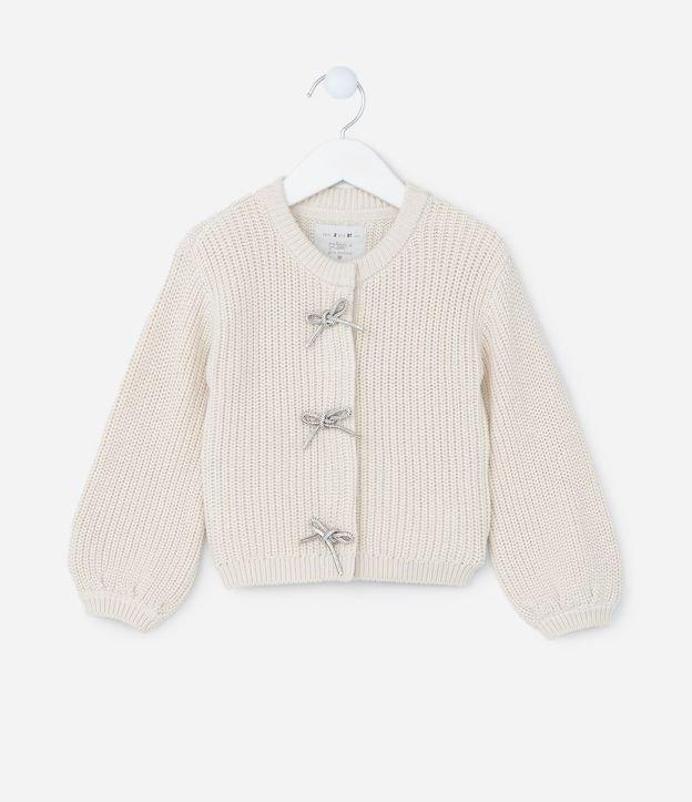 Cardigan Infantil em Tricô com Laços em Strass - Tam 1 a 5 Anos - 1