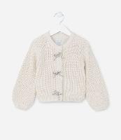 Cardigan Infantil em Tricô com Laços em Strass - Tam 1 a 5 Anos - 1