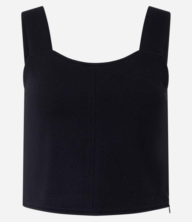 Blusa Alça Larga Cropped em Viscose com Ponto Roma - 1