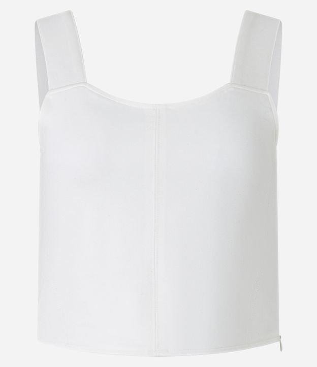 Blusa Alça Larga Cropped em Viscose com Ponto Roma - 1