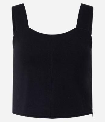 Blusa Alça Larga Cropped em Viscose com Ponto Roma