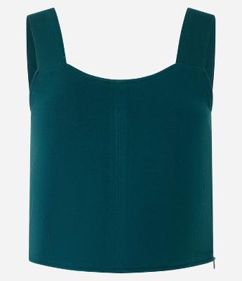 Blusa Alça Larga Cropped em Viscose com Ponto Roma