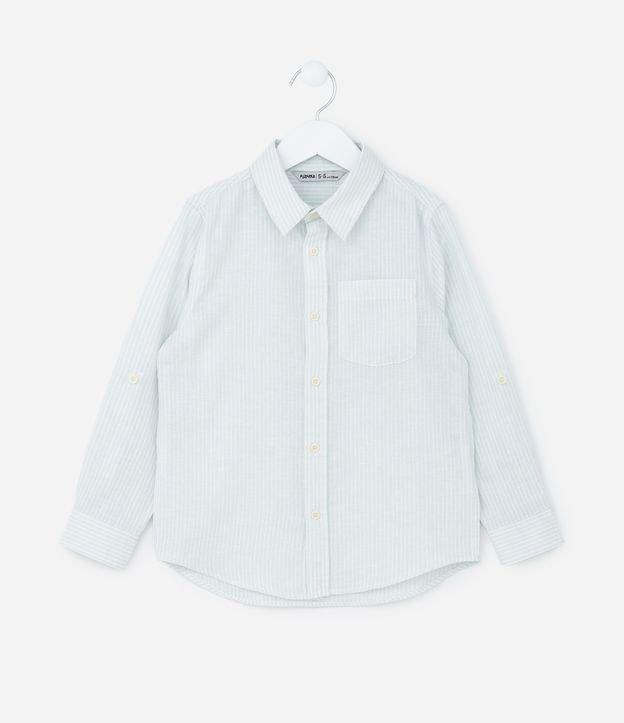 Camisa Infantil com Bolsinho e Estampa Listrada - Tam 5 a 14 anos - 1