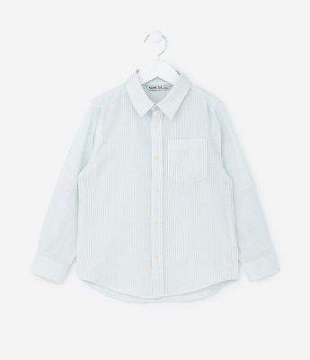 Camisa Infantil com Bolsinho e Estampa Listrada - Tam 5 a 14 anos