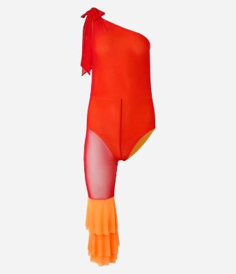 Macacão Flare com Uma Perna Só e Laço no Ombro