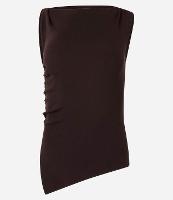 Blusa Sem Manga em Tricô com Drapeado Lateral e Barra Assimétrica - 1