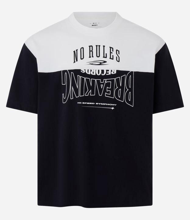 Camiseta Boxy em Malhão com Recortes e Estampa Lettering - 1