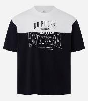 Camiseta Boxy em Malhão com Recortes e Estampa Lettering - 1