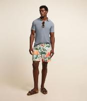 Bermuda de Banho em Microfibra com Estampa de Folhagem com Caju - 1