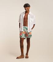 Bermuda de Banho em Microfibra com Estampa de Folhagem com Caju - 3