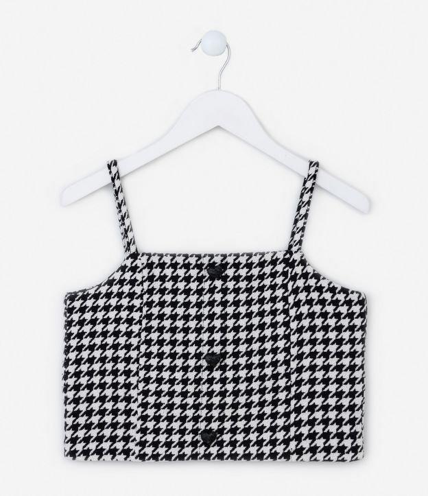 Blusa Cropped Infantil com Estampa Xadrez Pied de Poule - Tam 5 a 14 Anos - 1