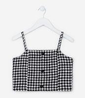 Blusa Cropped Infantil com Estampa Xadrez Pied de Poule - Tam 5 a 14 Anos - 1