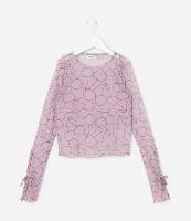 Blusa Infantil com Sobreposição e Lacinhos nas Mangas - Tam 5 a 14 Anos - 1