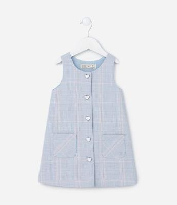 Vestido Infantil em Tweed com Bolsinhos - Tam 1 a 5 Anos