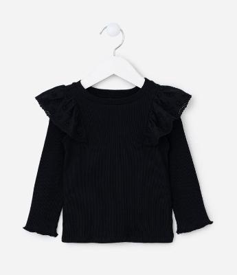 Blusa Infantil em Ribana com Babadinhos - Tam 1 a 5 Anos
