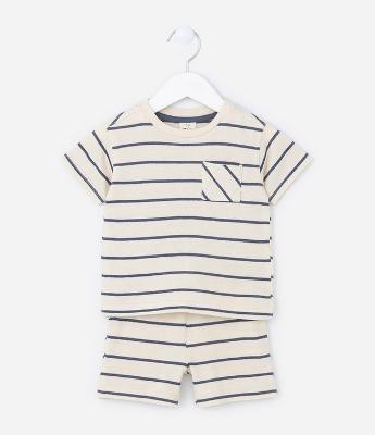 Conjunto Infantil com Estampa Listrada - Tam 0 a 18 meses
