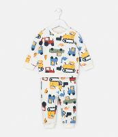 Conjunto Infantil Canelado com Estampa de Carros e Dinos - Tam 0 a 18 meses - 1