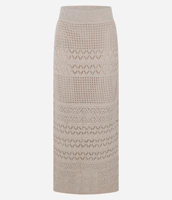 Saia Long Mid em Tricô com Mix de Pontos
