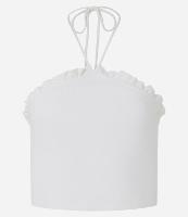 Blusa Cropped em Ribana Frente Única com Frufru - 1