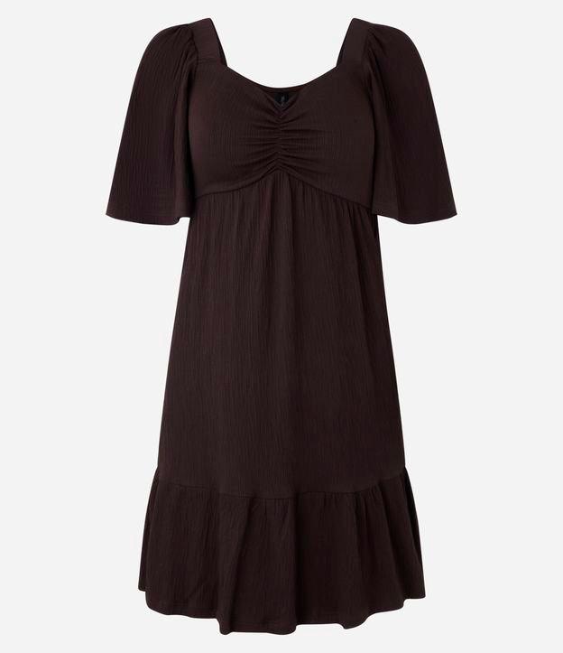 Vestido Curto Texturizado com Decote Coração - 1