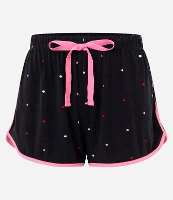 Short de Pijama em Viscose com Viés Colorido e Estampa de Poá