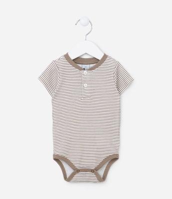Body Infantil em Algodão com Estampa Listrada - Tam 0 a 18 meses