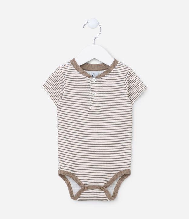 Body Infantil em Algodão com Estampa Listrada - Tam 0 a 18 meses - 1