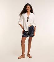 Short em Viscolinho Listrado com Cinto de Ráfia - 2