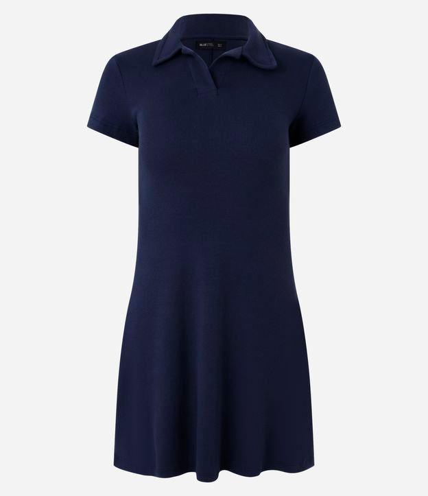 Vestido Curto em Ribana com Decote Polo - 1