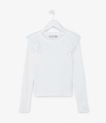 Blusa Infantil em Ribana com Babados - Tam 5 a 14 Anos