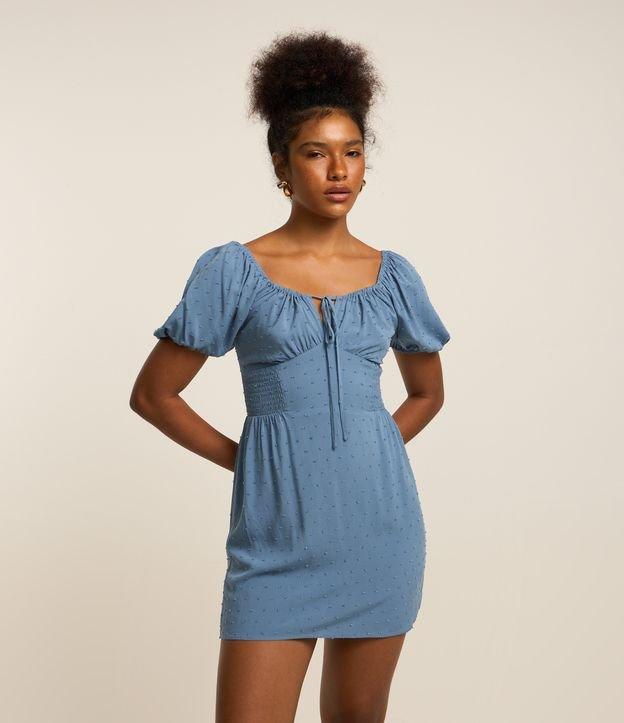 Vestido Evasê em Viscose Texturizada com Lastex e Amarração no Busto - 2