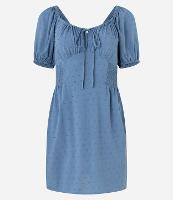 Vestido Evasê em Viscose Texturizada com Lastex e Amarração no Busto - 1