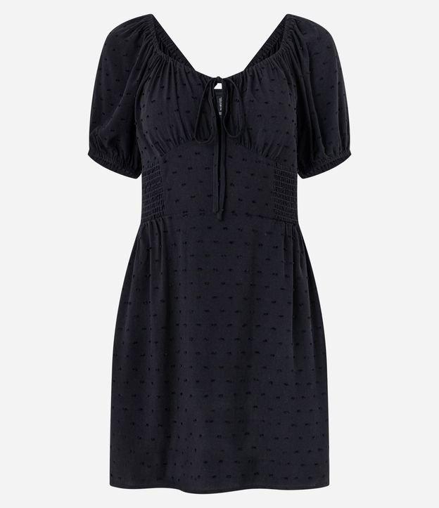 Vestido Evasê em Viscose Texturizada com Lastex e Amarração no Busto - 1
