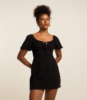 Vestido Evasê em Viscose Texturizada com Lastex e Amarração no Busto - 2