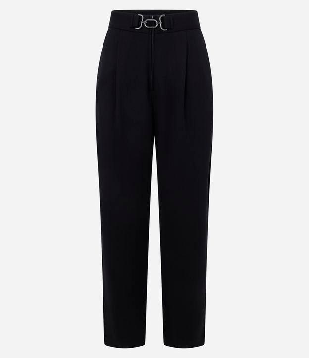 Calça Reta Cintura Alta com Fivela em Ponto Roma - 1