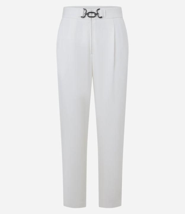 Calça Reta Cintura Alta com Fivela em Ponto Roma - 1