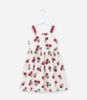 Vestido Infantil em Algodão com Estampa de Cerejas - Tam 1 a 6 Anos - 1