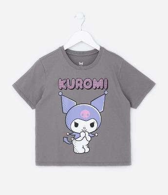 Camiseta Comfort Infantil com Estampa Kuromi - Tam 5 a 14 Anos