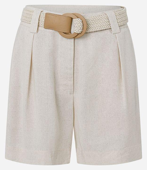 Short em Viscolinho com Cinto de Ráfia - 1