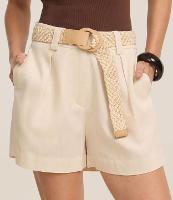 Short em Viscolinho com Cinto de Ráfia