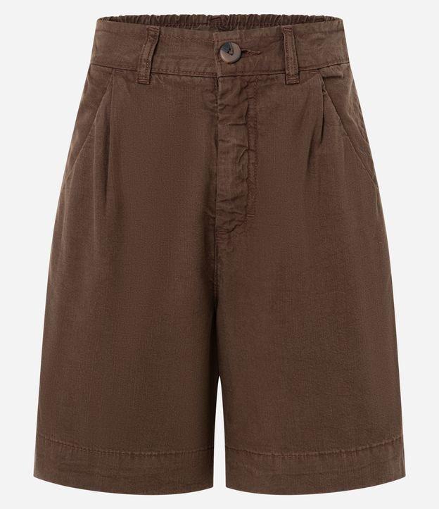 Bermuda em Sarja com Cós Elástico e Pregas - 1