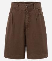 Bermuda em Sarja com Cós Elástico e Pregas - 1