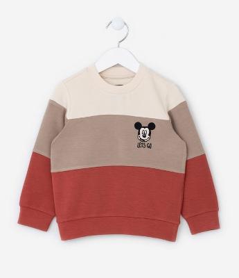 Blusão Infantil com Recortes e Bordado do Mickey - Tam 1 a 6 Anos