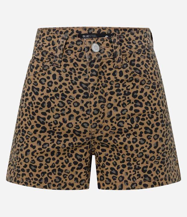 Short Hot Pants em Sarja com Estampa Animal Print Oncinha - 1