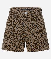 Short Hot Pants em Sarja com Estampa Animal Print Oncinha - 1