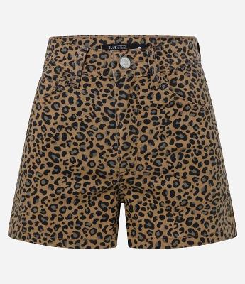 Short Hot Pants em Sarja com Estampa Animal Print Oncinha