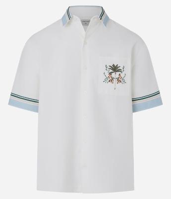 Camisa Boxy com Listras e Bolso Floral